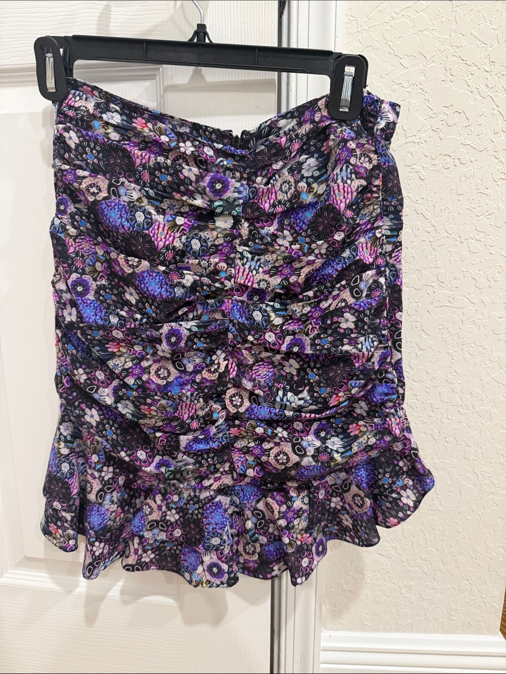Isabel Marant Purple Multi Floral Ruched Mini Skirt